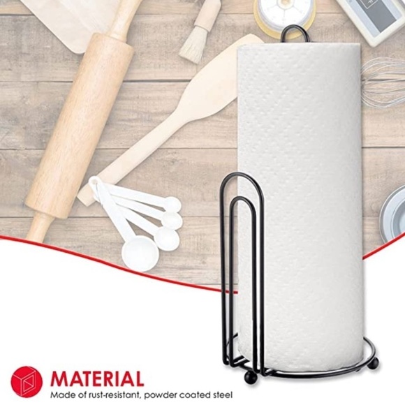 Home Basics Minimalist Wire Paper Towel Holder Dispenser Stand Black Set of 2 . - Picture 4 of 12